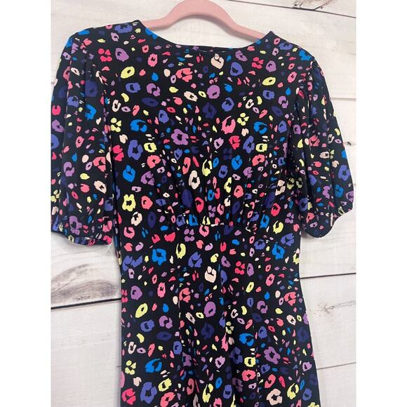 Lipsy London Dress Size US 4 Black With Neon Geometric Print Long Unique - Picture 6 of 6